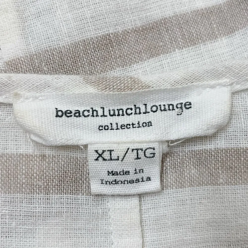 Beachlunchlounge Linen Cotton Blend Women’s Size XL Lucy Striped Top
